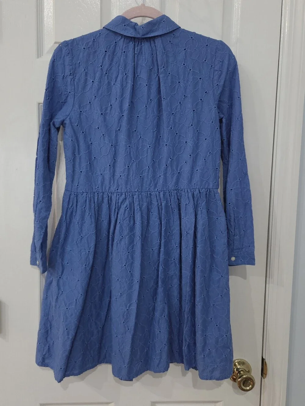 J Crew Blue Eyelet L/S Dress Sz 00
